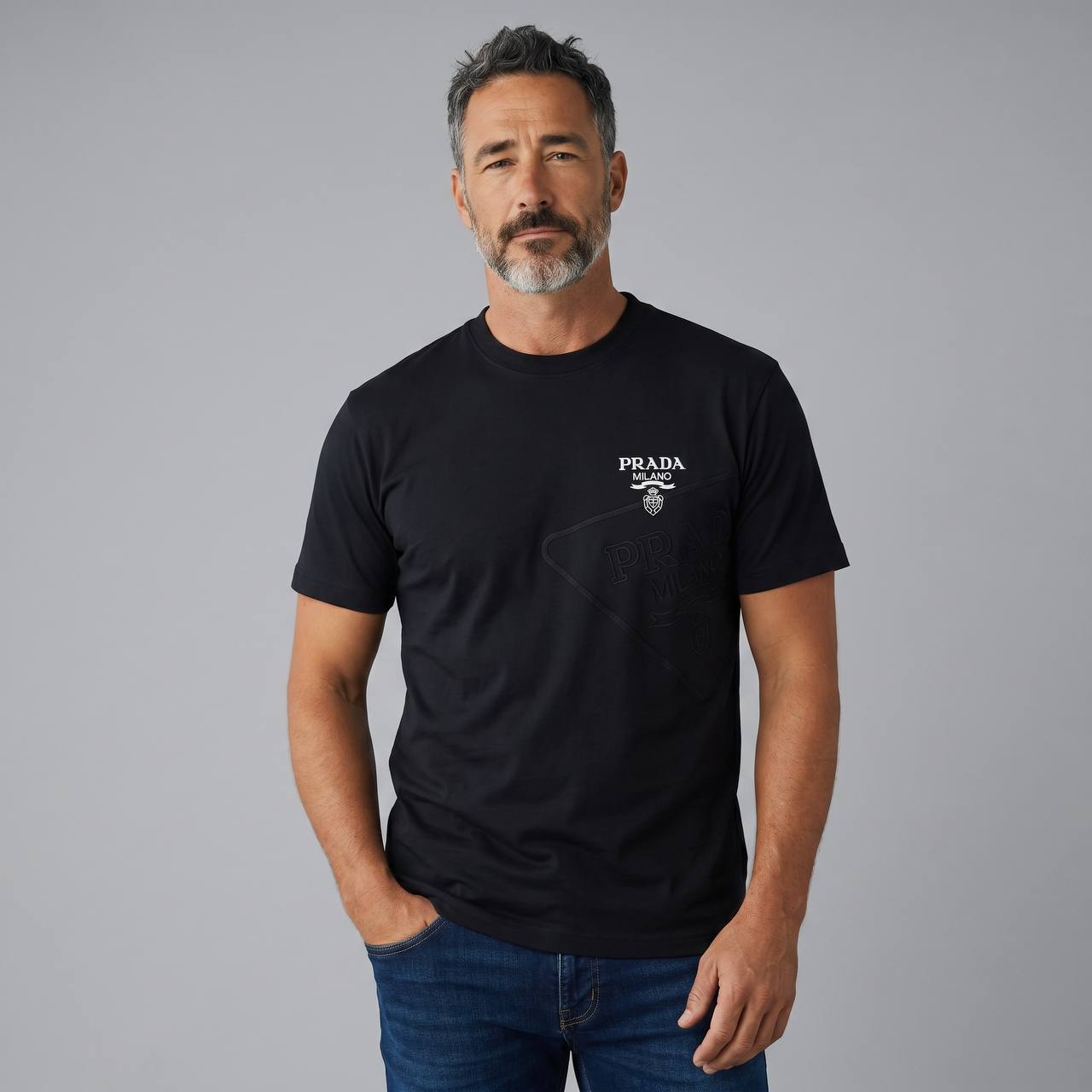 Prada Milano Signature Tee – Black Edition 🖤✨ - MASTERPIECE