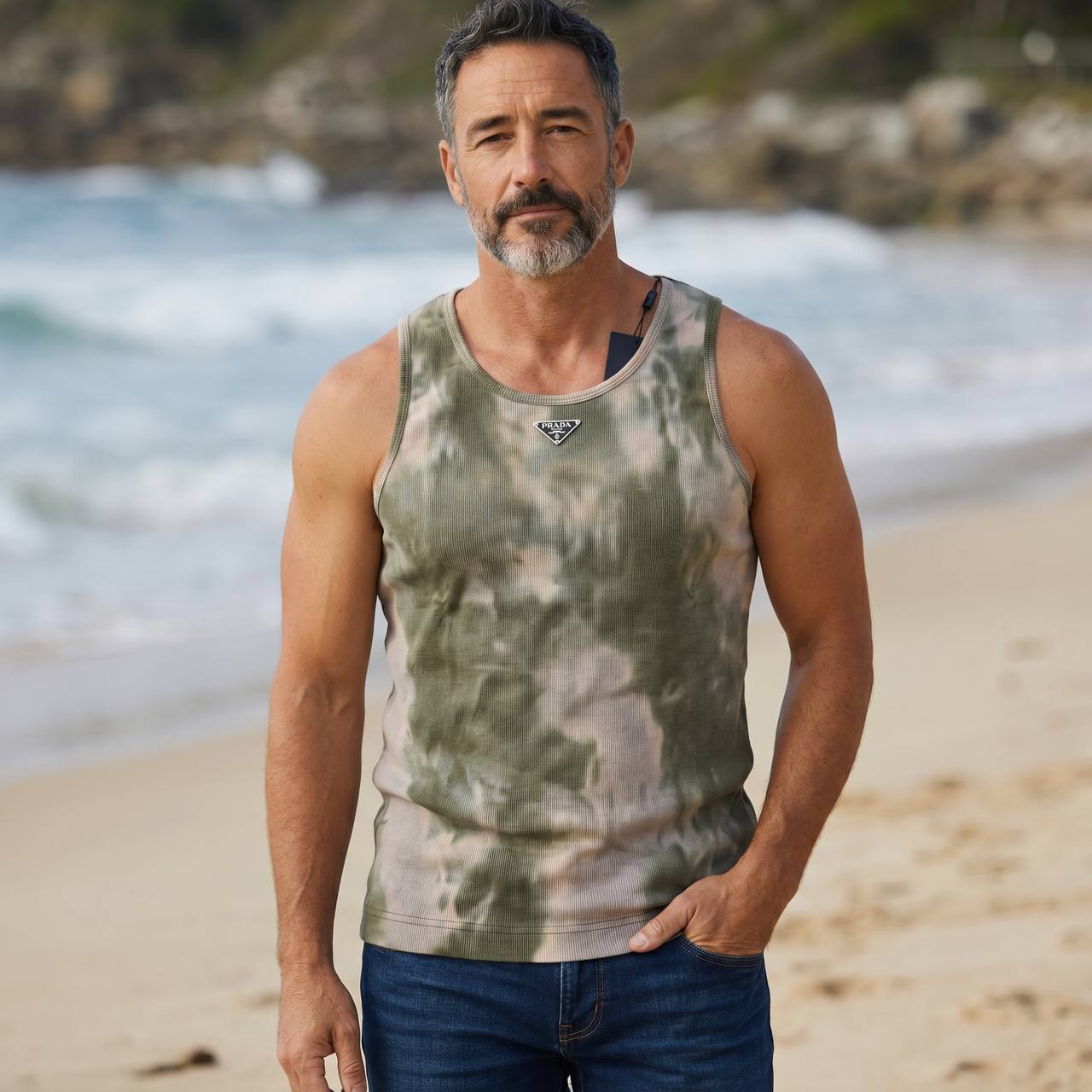 Prada Milano Tie-Dye Tank Top – Desert Sage Edition 🌿☀️ - MASTERPIECE