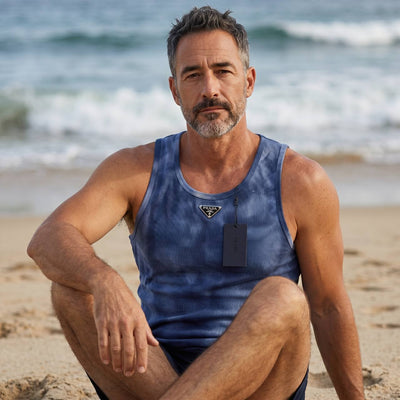 Prada Milano Tie-Dye Tank Top – Ocean Blue Edition 🌊💙 - MASTERPIECE