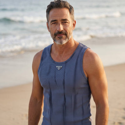Prada Milano Tie-Dye Tank Top – Slate Blue Edition 🌊✨ - MASTERPIECE