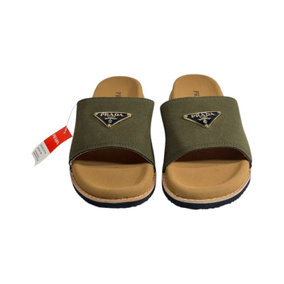 Prada Olive Comfort Slides – Luxury Minimal Summer Sandals 💚👡 - MASTERPIECE