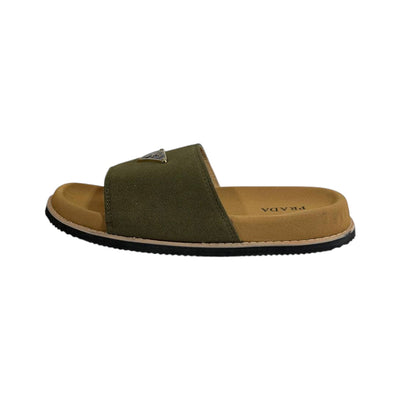Prada Olive Comfort Slides – Luxury Minimal Summer Sandals 💚👡 - MASTERPIECE