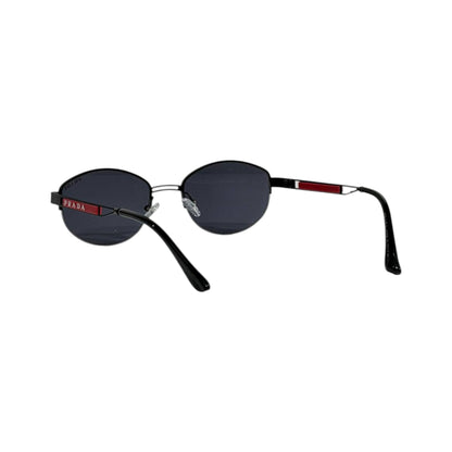 Prada Round Black Sunglasses 🕶️ | Red Logo Temple Designer Eyewear - MASTERPIECE