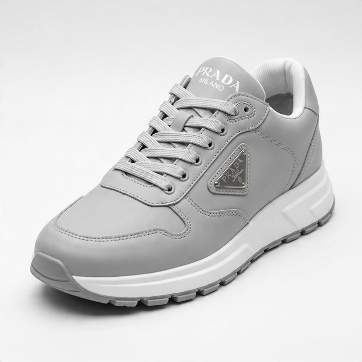 Prada Low-Top Runner Sneaker — Light Grey
