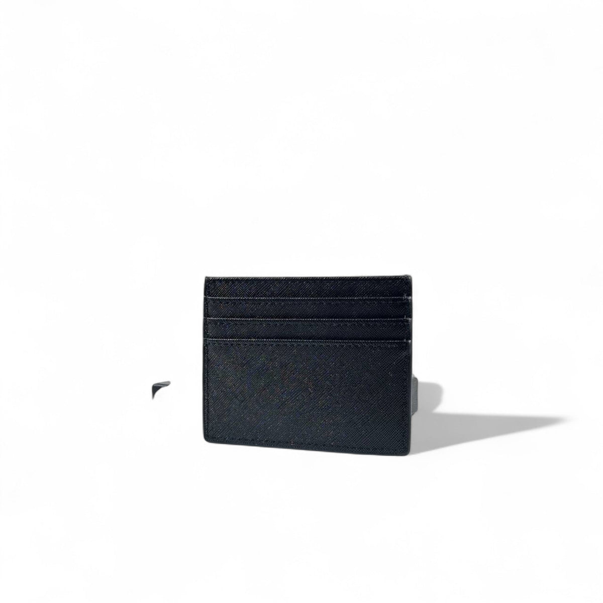 Prada Saffiano Leather Logo Card Holder — Black & Gold - MASTERPIECE
