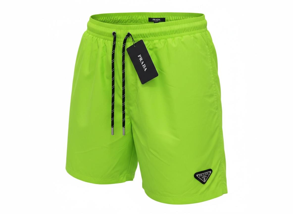 Prada Swim Shorts 💚 | Neon Green Quick - Dry Beach Shorts - MASTERPIECE