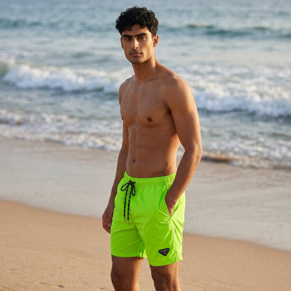 Prada Swim Shorts 💚 | Neon Green Quick - Dry Beach Shorts - MASTERPIECE