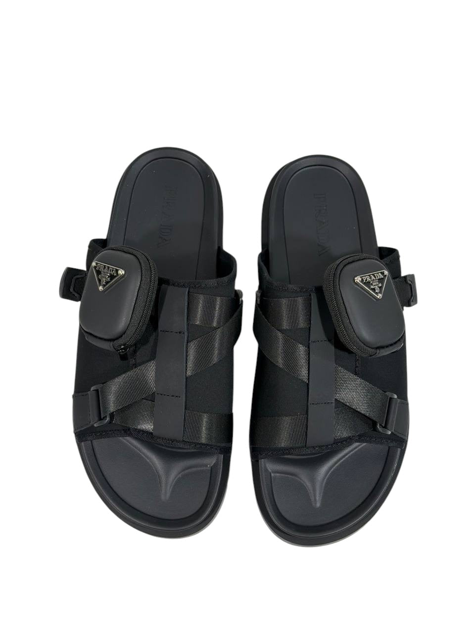 Prada Tactical Pocket Slides – Black Utility Luxury 🖤⚡ - MASTERPIECE