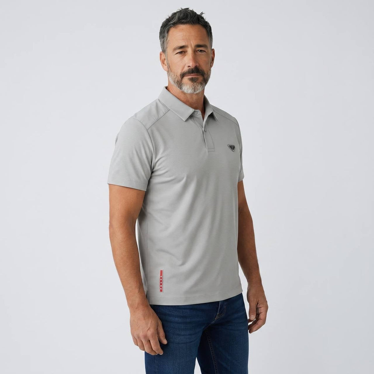 Prada Textured Performance Polo – Light Grey Edition ✨ - MASTERPIECE