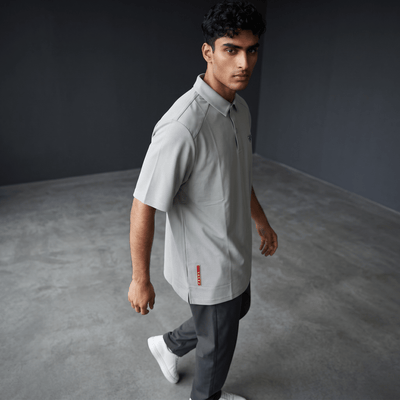 Prada Textured Performance Polo – Light Grey Edition ✨ - MASTERPIECE