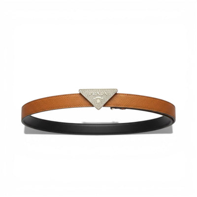 ✨ Prada Triangle Logo Belt – Elegant Designer Leather Belt 🤎 - MASTERPIECE