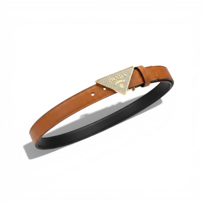 ✨ Prada Triangle Logo Belt – Elegant Designer Leather Belt 🤎 - MASTERPIECE
