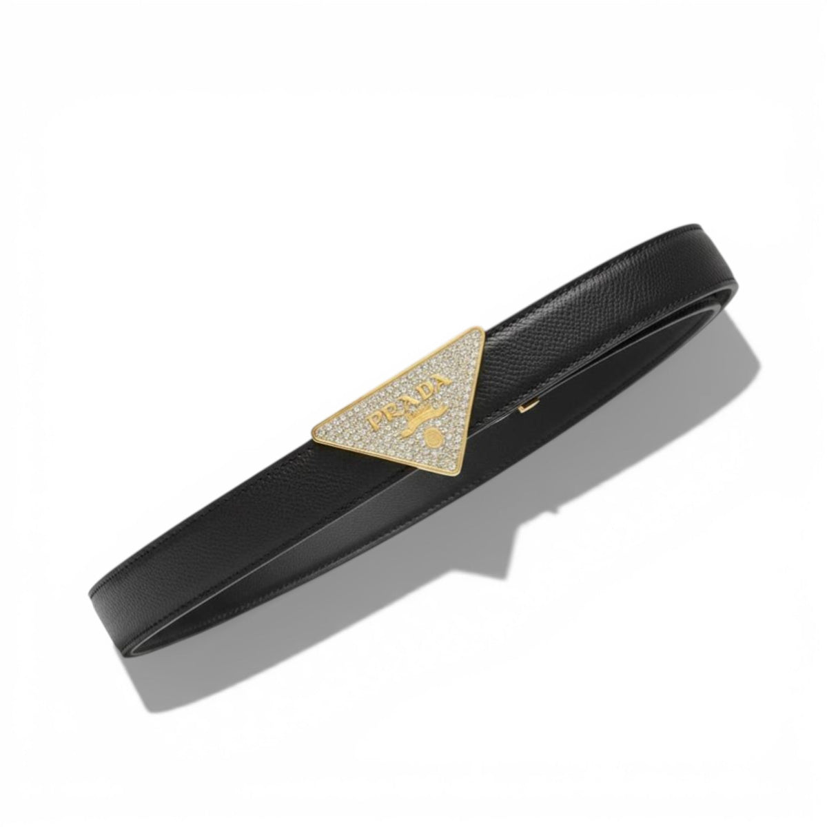 🖤 Prada Triangle Logo Leather Belt – Black Luxury Designer Belt ✨ - MASTERPIECE