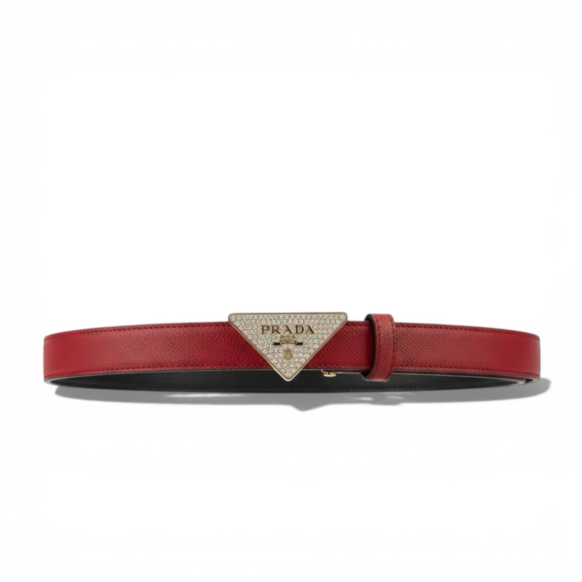 ❤️ Prada Triangle Logo Leather Belt – Red Luxury Designer Belt ✨ - MASTERPIECE