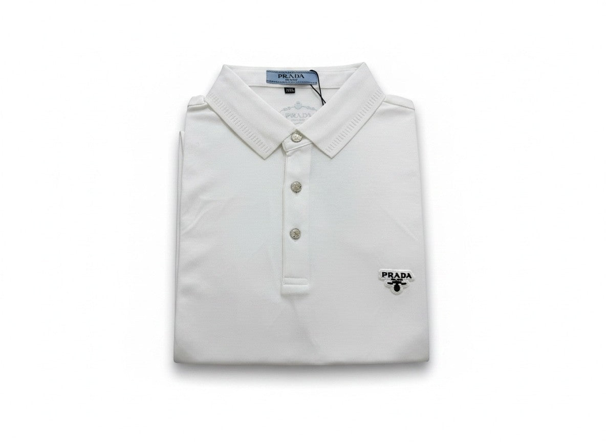 Prada White Polo Shirt 🤍🖤 Classic Logo Edition - MASTERPIECE