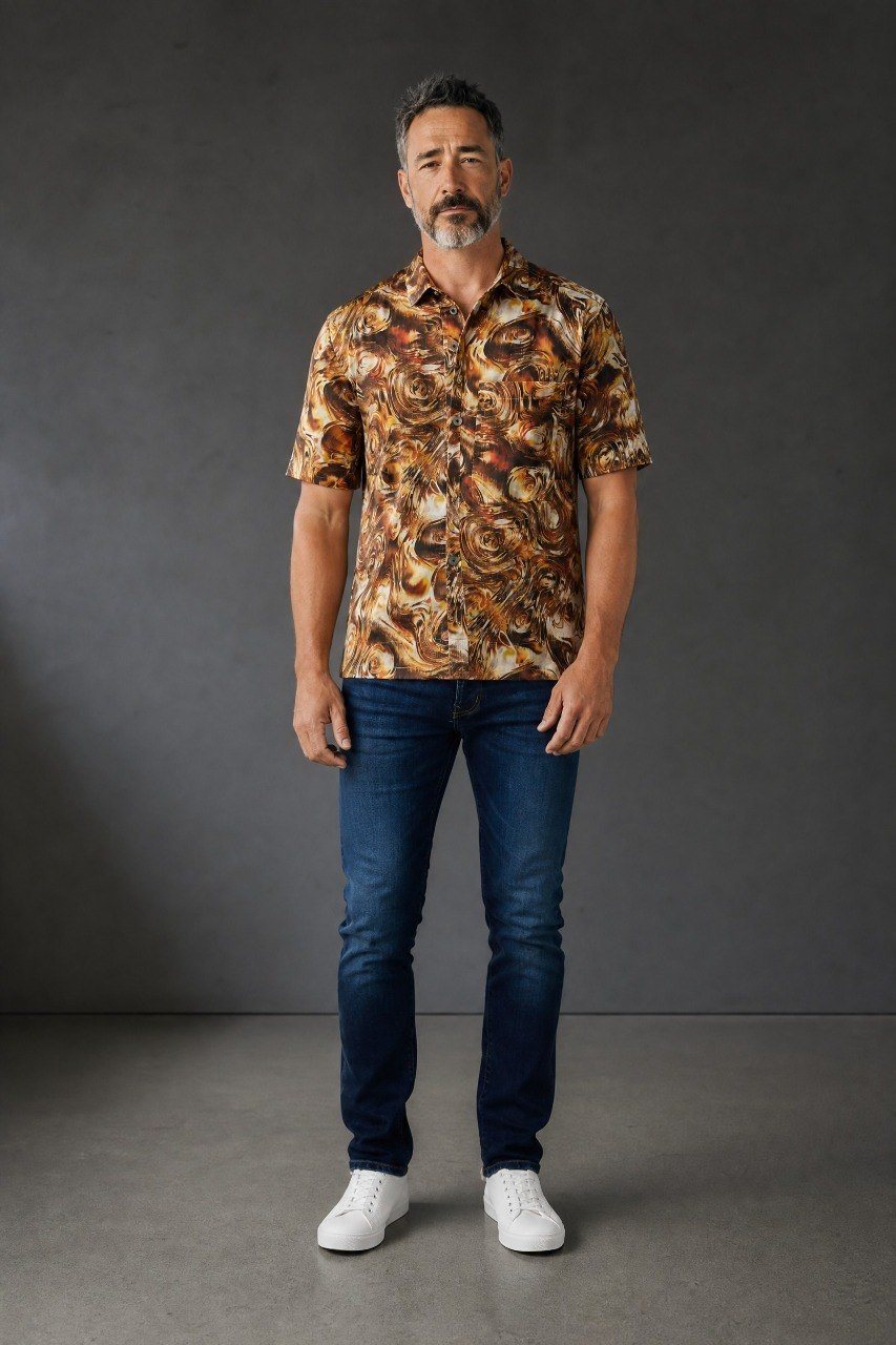 Premium Abstract Marble Print Short Sleeve Resort Shirt for Men – Relaxed Fit Summer Statement Button-Up 🔥🤎 - MASTERPIECE