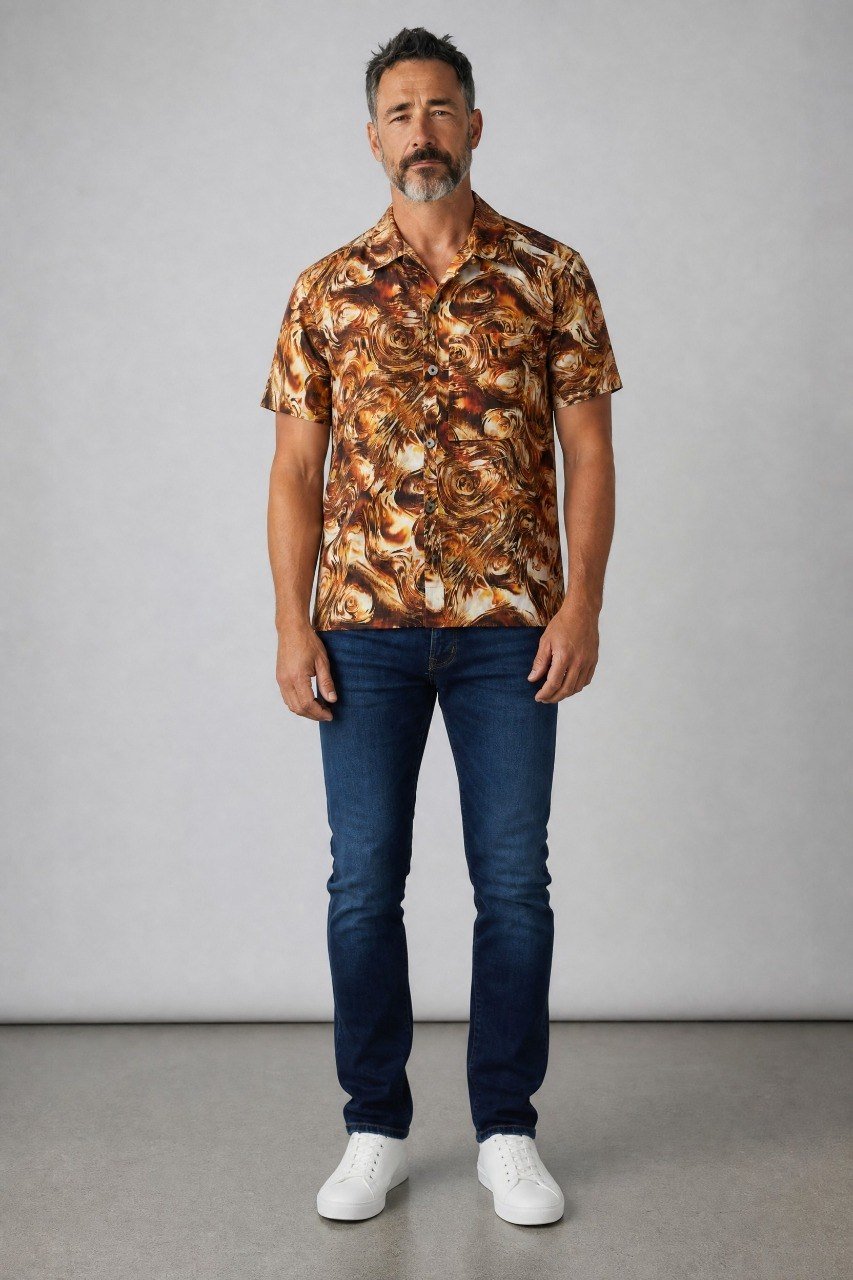 Premium Abstract Marble Print Short Sleeve Resort Shirt for Men – Relaxed Fit Summer Statement Button-Up 🔥🤎 - MASTERPIECE