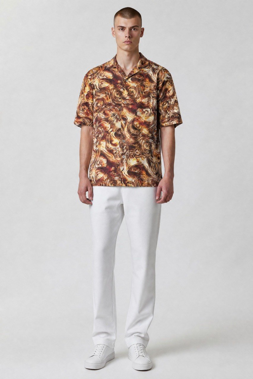 Premium Abstract Marble Print Short Sleeve Resort Shirt for Men – Relaxed Fit Summer Statement Button-Up 🔥🤎 - MASTERPIECE