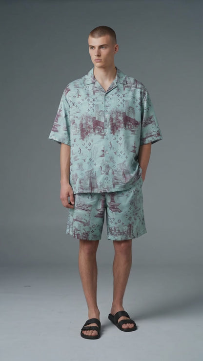 Louis Vuitton  Monogram Resort Co-Ord Set for Men – Mint Green Luxury Summer Outfit 🌴✨