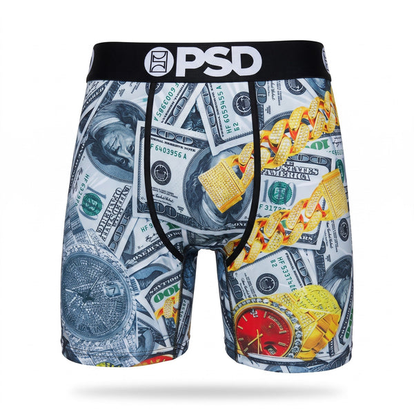 💵⌚ PSD Luxury Money & Iced Chain Compression Boxer Briefs | Performance Athletic Underwear 💎