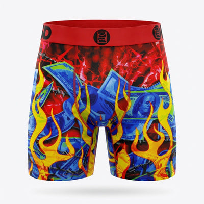 🔥 PSD Money & Flame Graphic Boxer Briefs – Red Men’s Underwear 💵 - MASTERPIECE