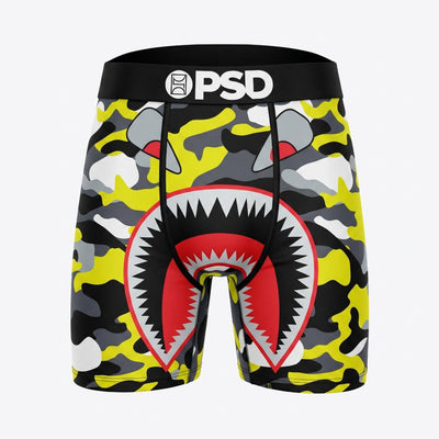 PSD Shark Camo Performance Boxer Briefs – Neon Yellow Compression Underwear 🦈⚡ - MASTERPIECE