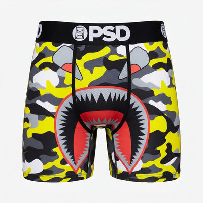 PSD Shark Camo Performance Boxer Briefs – Neon Yellow Compression Underwear 🦈⚡ - MASTERPIECE
