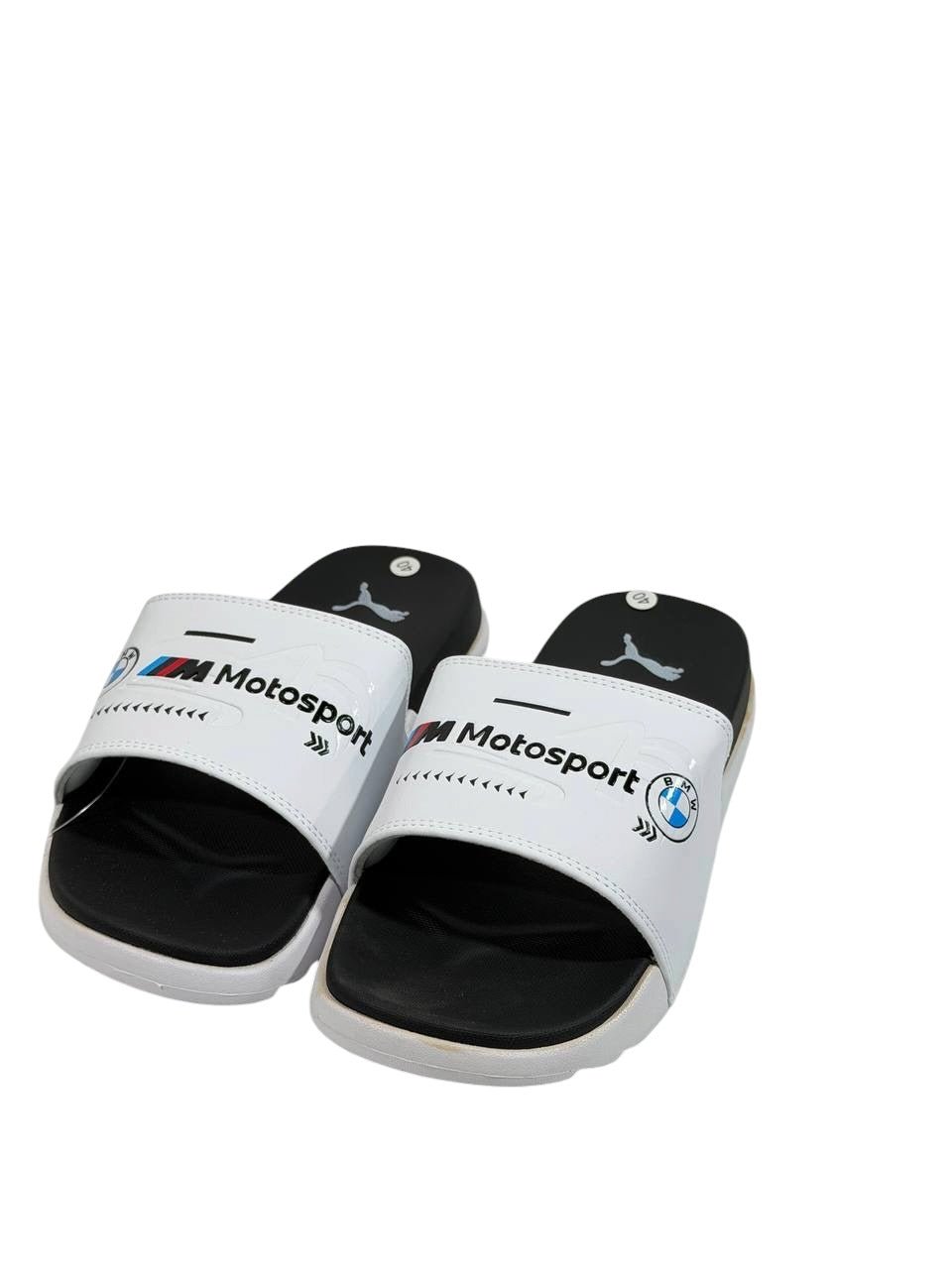 PUMA BMW M Motorsport Slide Sandals – White & Black Edition ⚪⚫🏁 - MASTERPIECE