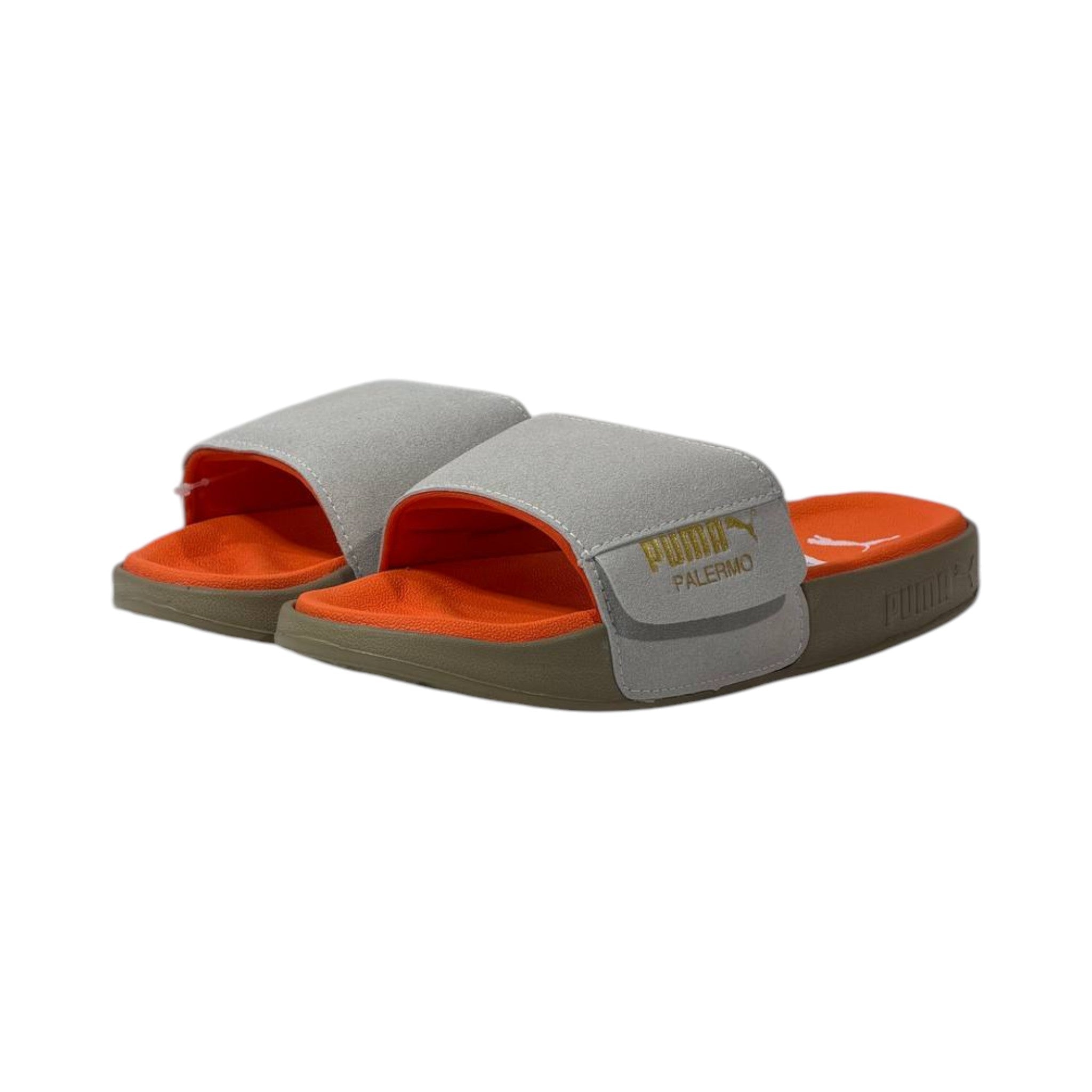 🧡 Puma Palermo Comfort Slides – Grey & Orange Summer Edition - MASTERPIECE
