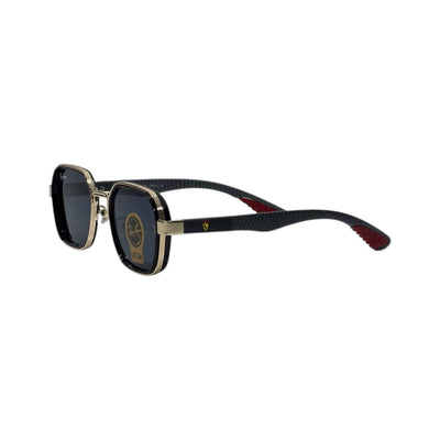 🕶️ Ray-Ban Ferrari Carbon Fiber Square Sunglasses – Black & Gold Racing Edition 🏎️✨ - MASTERPIECE