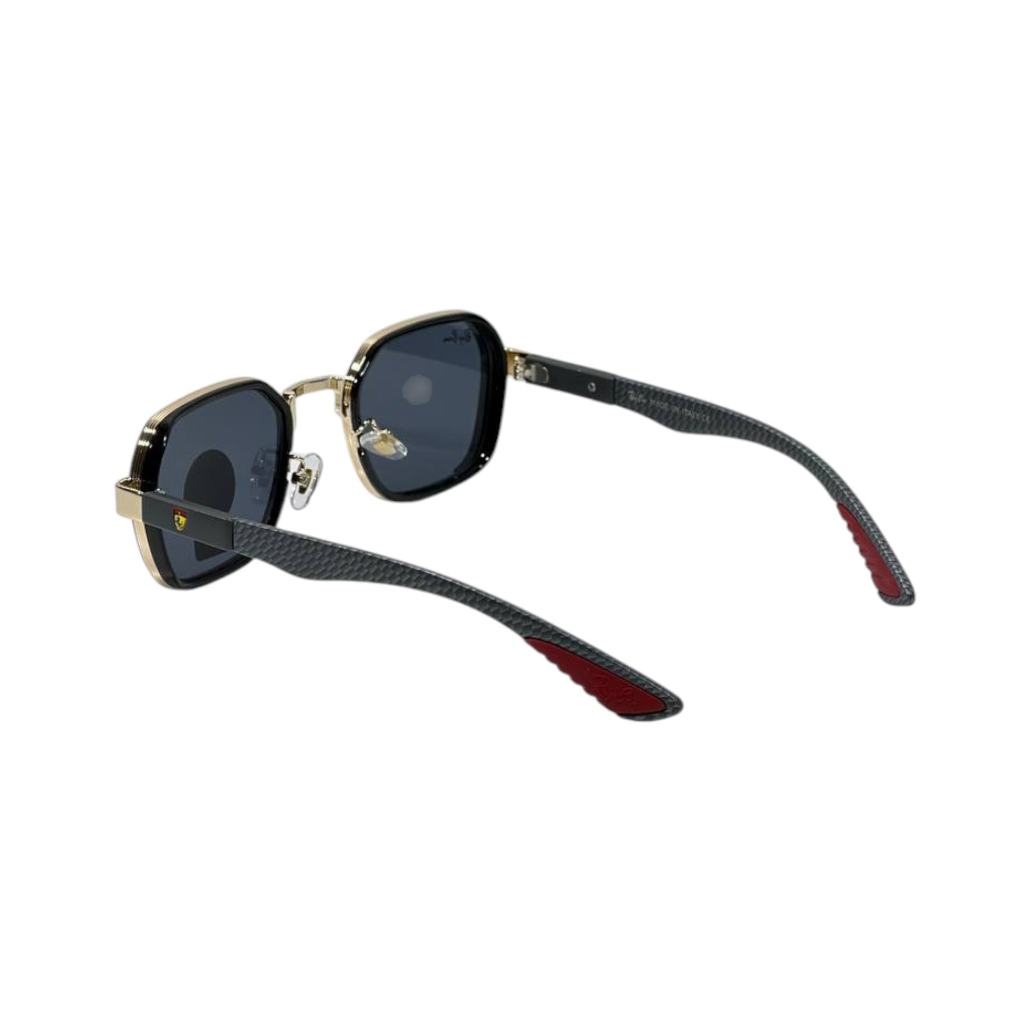 🕶️ Ray-Ban Ferrari Carbon Fiber Square Sunglasses – Black & Gold Racing Edition 🏎️✨ - MASTERPIECE