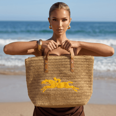 🌞 Riviera Woven Beach Tote Bag – Golden Summer Edition 🏖️ - MASTERPIECE