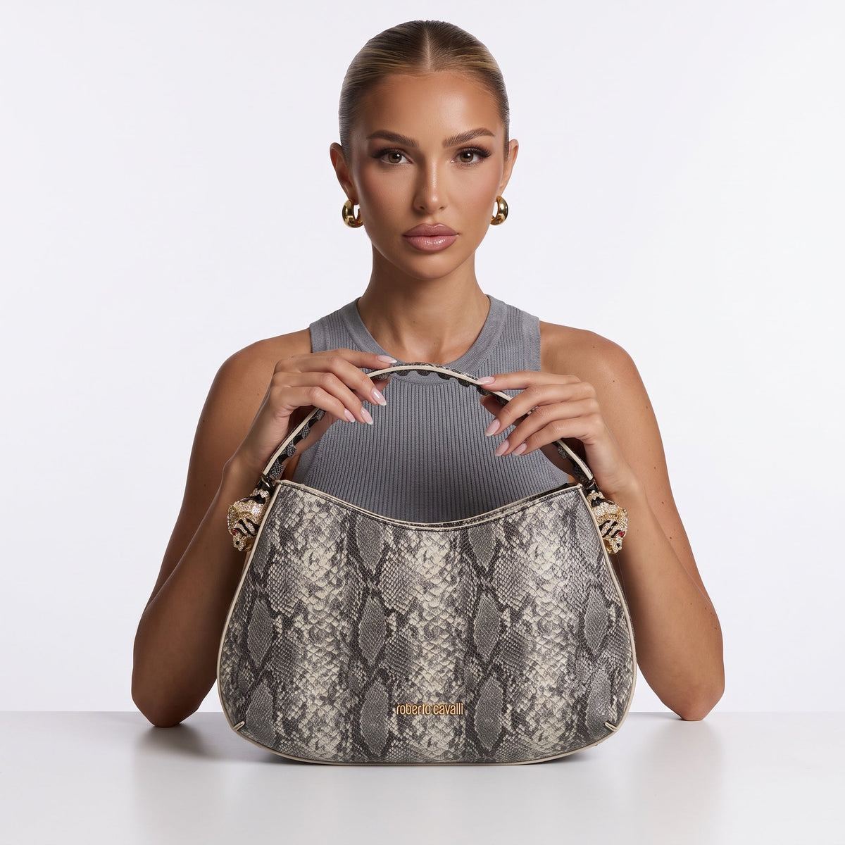 Roberto Cavalli Hobo – Snake Print Shoulder Bag 🐍✨ - MASTERPIECE