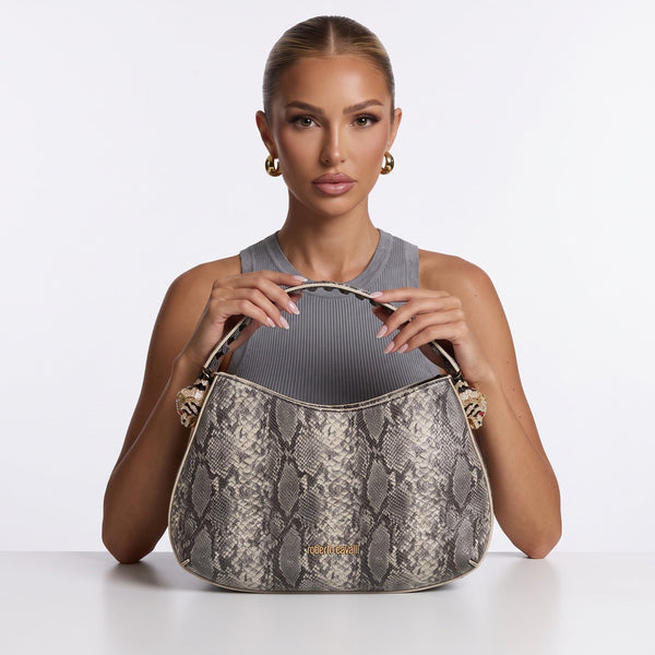 Roberto Cavalli Hobo – Snake Print Shoulder Bag 🐍✨