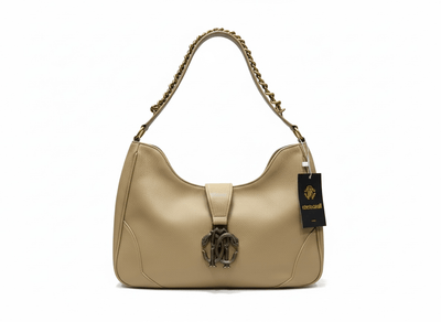 ROBERTO CAVALLI RC Monogram Shoulder Bag – Beige 🤍✨ | Elegant Everyday Luxury - MASTERPIECE