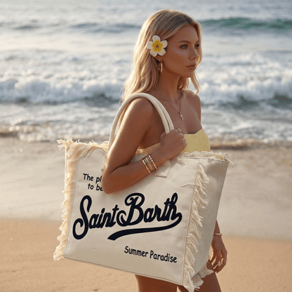 🤍 Saint Barth Summer Paradise Beach Tote | Oversized Canvas Bag 🌴 - MASTERPIECE