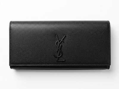 Saint Laurent Black Grain Leather Tonal YSL Clutch 🖤✨👛🔥 - MASTERPIECE
