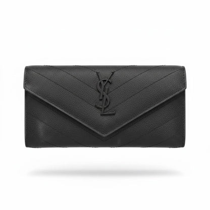 Saint Laurent Inspired Black Envelope Wallet 🖤✨ Luxury YSL Style Women’s Long Wallet - MASTERPIECE