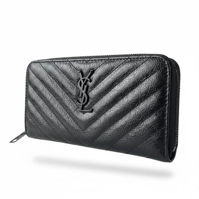 Saint Laurent Inspired Black Quilted Zip Wallet 🖤✨ Luxury YSL Style Long Wallet - MASTERPIECE