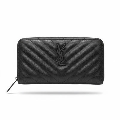 Saint Laurent Inspired Black Quilted Zip Wallet 🖤✨ Luxury YSL Style Long Wallet - MASTERPIECE