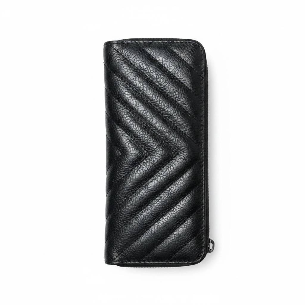 Saint Laurent Inspired Black Quilted Zip Wallet 🖤✨ Luxury YSL Style Long Wallet - MASTERPIECE