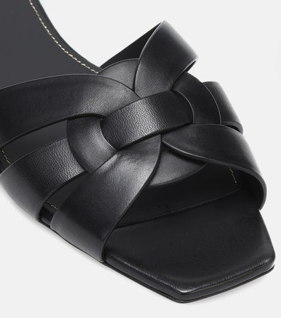 SAINT LAURENT Interlaced Leather Slides 🖤✨ | Minimal Luxury Essential - MASTERPIECE