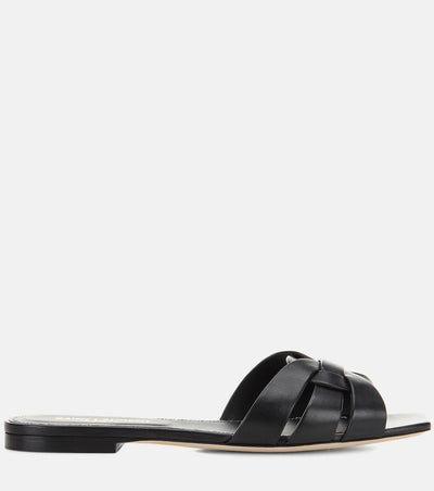 SAINT LAURENT Interlaced Leather Slides 🖤✨ | Minimal Luxury Essential - MASTERPIECE