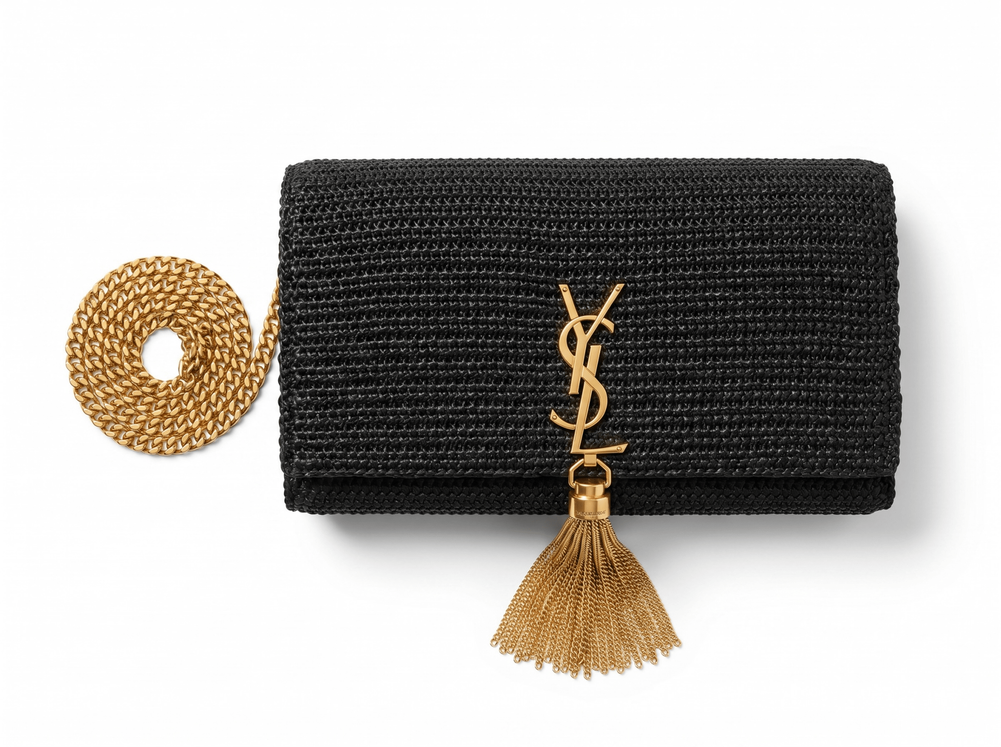 🖤 Saint Laurent Kate Tassel Chain Bag – Black Raffia Glam Edition ✨ - MASTERPIECE