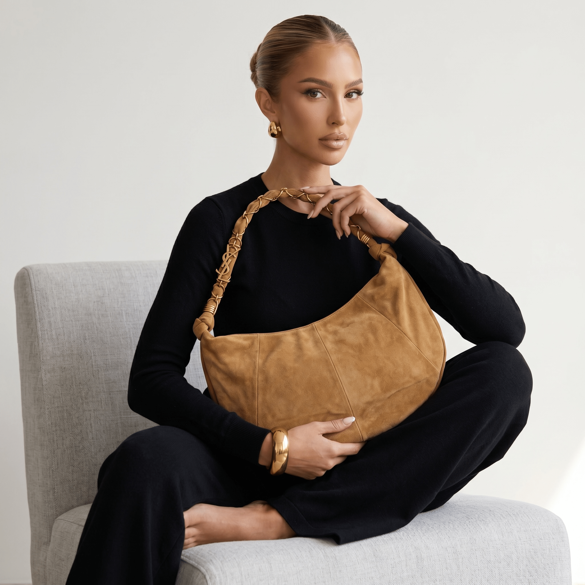 🤎 Saint Laurent Le 5 À 7 Suede Hobo Bag – Camel Luxury Edition ✨ - MASTERPIECE