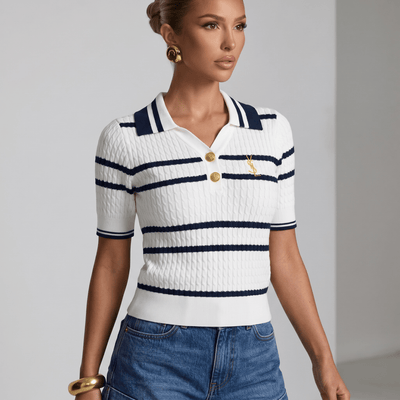 🤍 Saint Laurent Nautical Knit Polo Top - MASTERPIECE