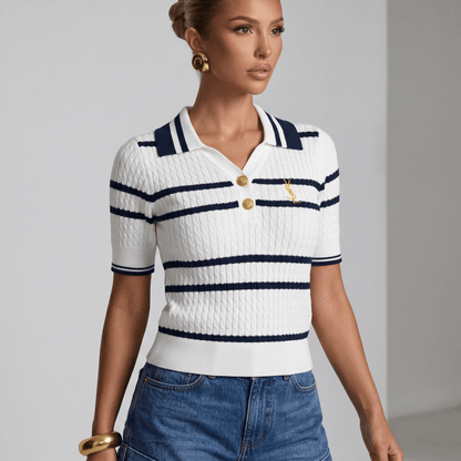 🤍 Saint Laurent Nautical Knit Polo Top - MASTERPIECE