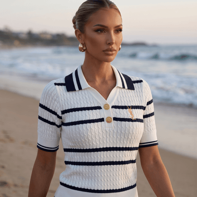 🤍 Saint Laurent Nautical Knit Polo Top - MASTERPIECE