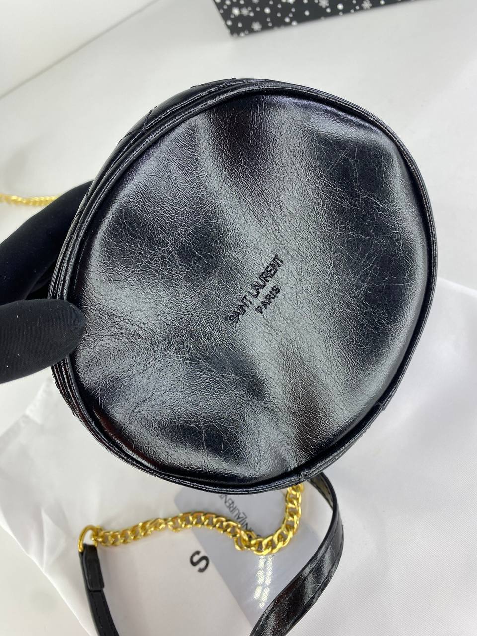 Saint Laurent Quilted Leather Bucket Bag with Gold Chain - MASTERPIECE