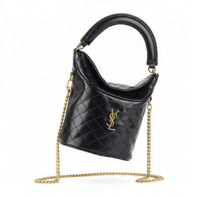 Saint Laurent Quilted Leather Bucket Bag with Gold Chain - MASTERPIECE